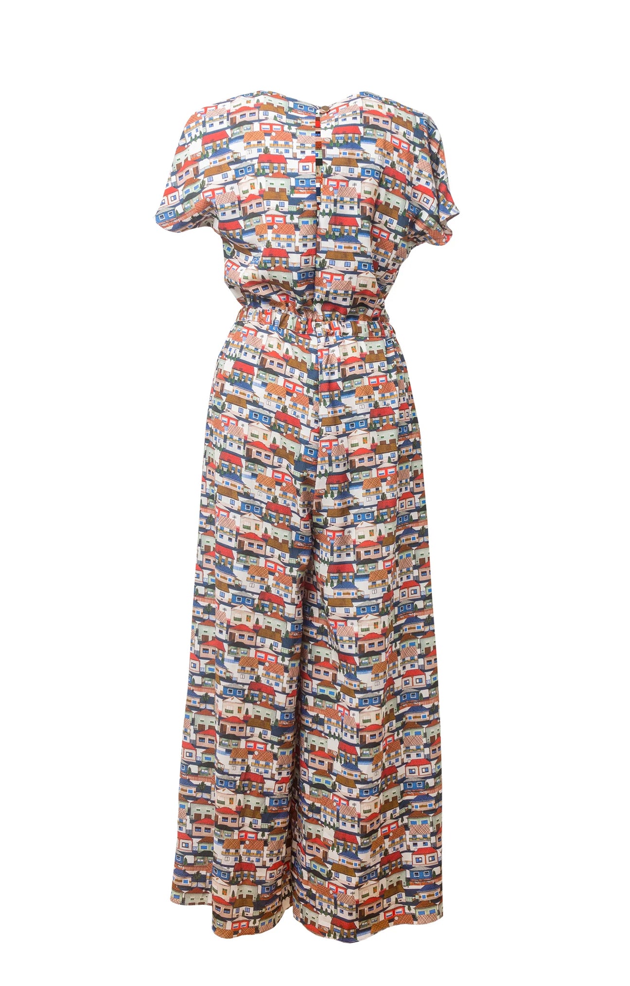 DABAS short sleeve jumpsuit 'Small Houses Print'