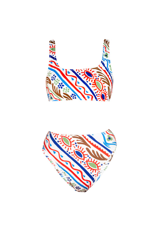 FALU two-piece swimsuit 'Folkdoodle'