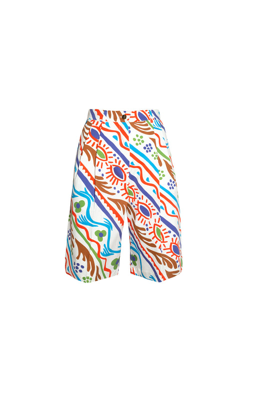 FLEURETTE tailored bermuda shorts 'Folkdoodle'