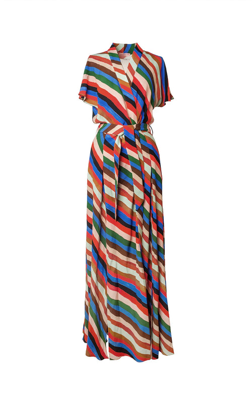 GYAL multi slits kimono dress 'Stripes Print'