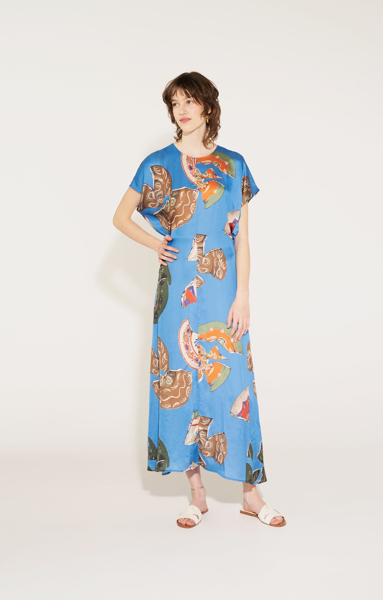 HUSZAR draped waist dress 'Plates'