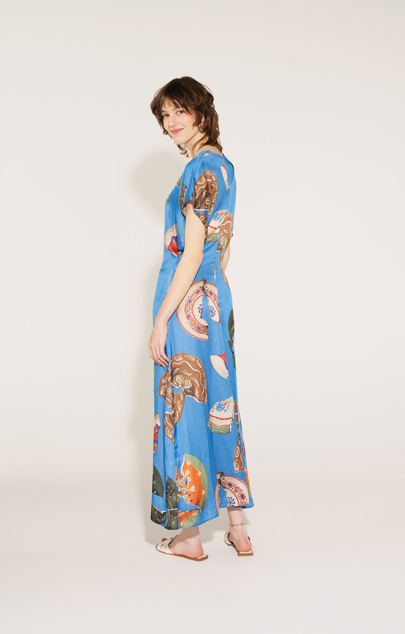 HUSZAR draped waist dress 'Plates'