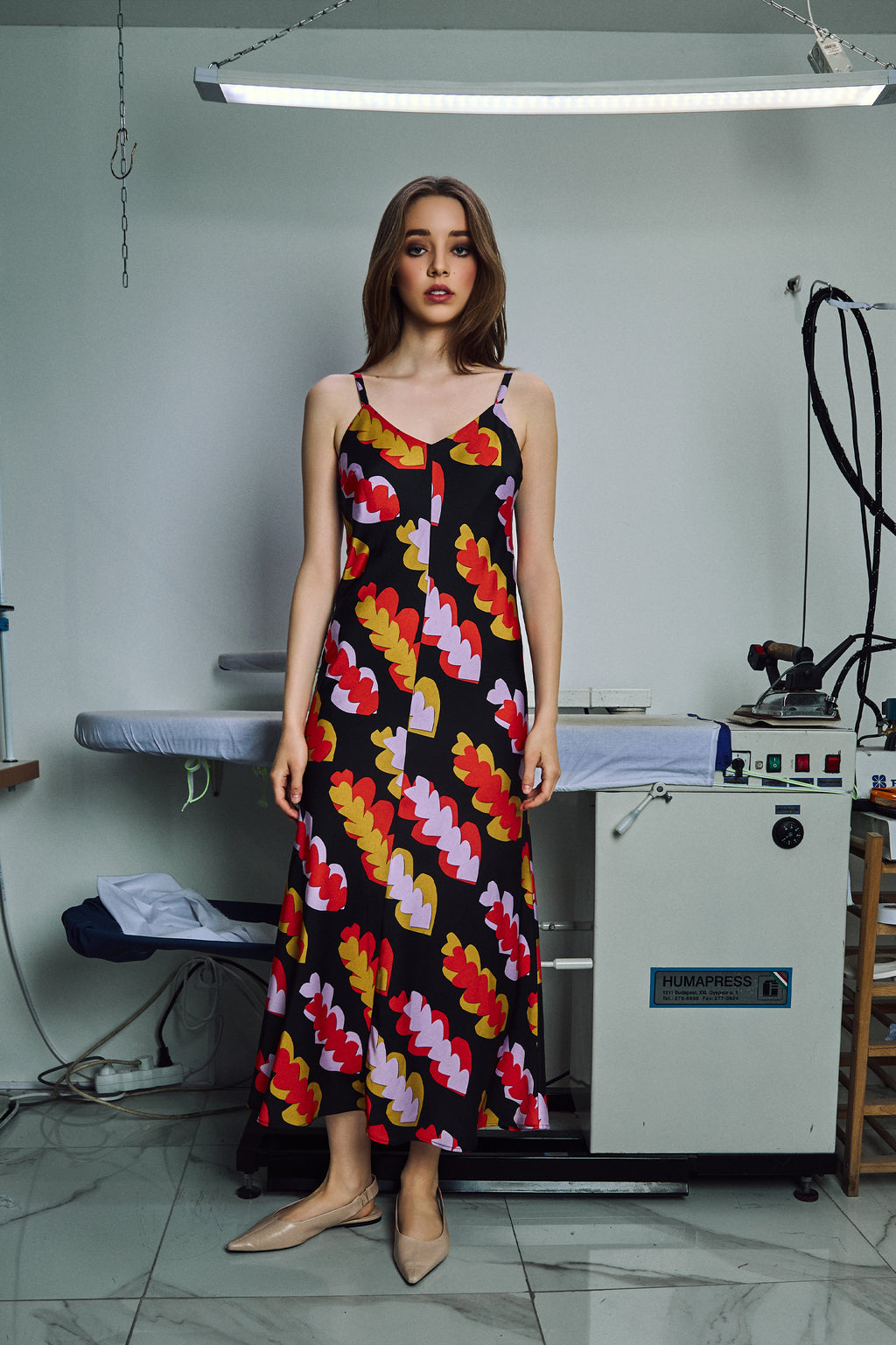 ISTALLO bias cami dress 'Hearts'
