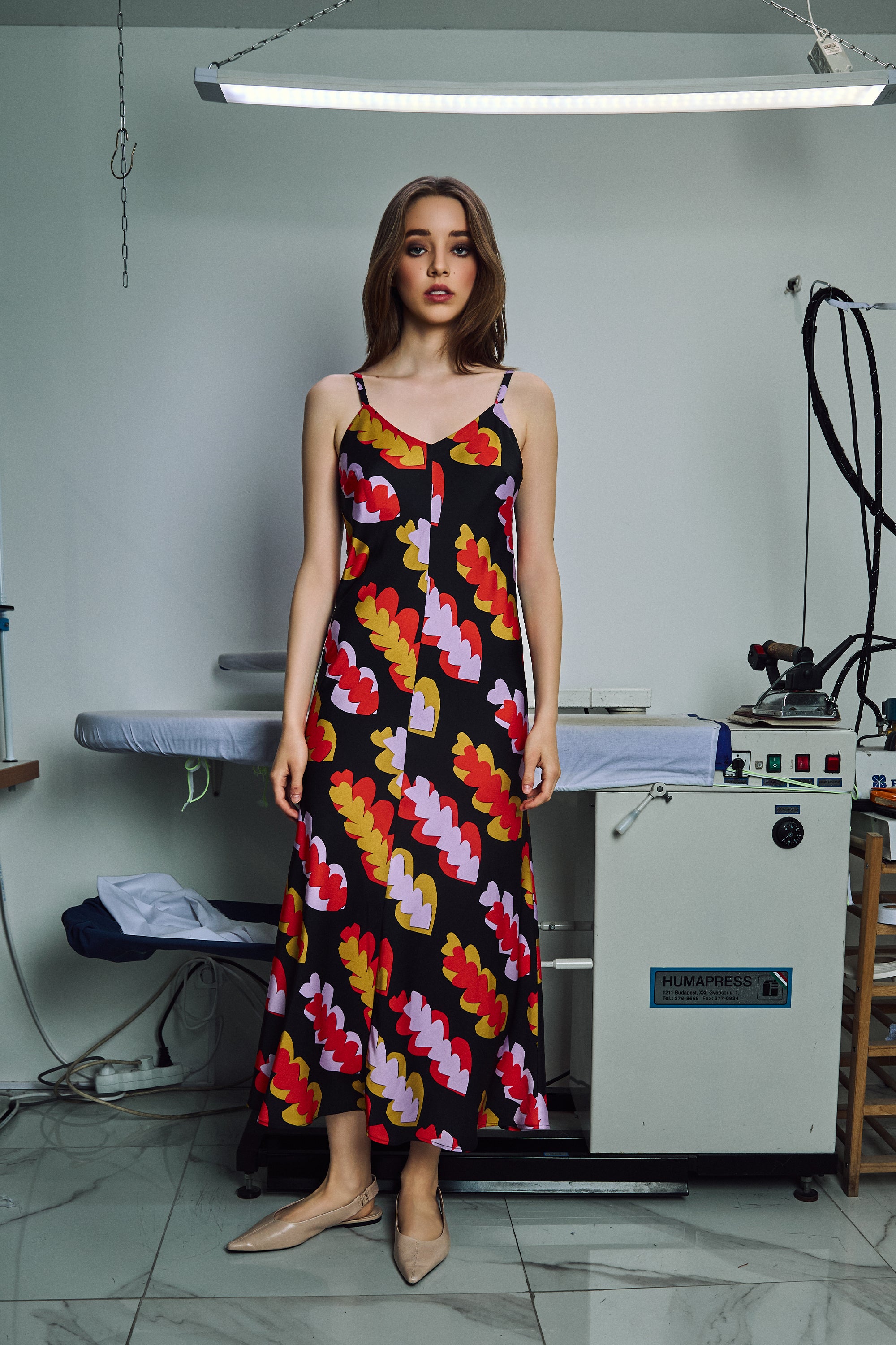 ISTALLO bias cami dress 'Hearts'