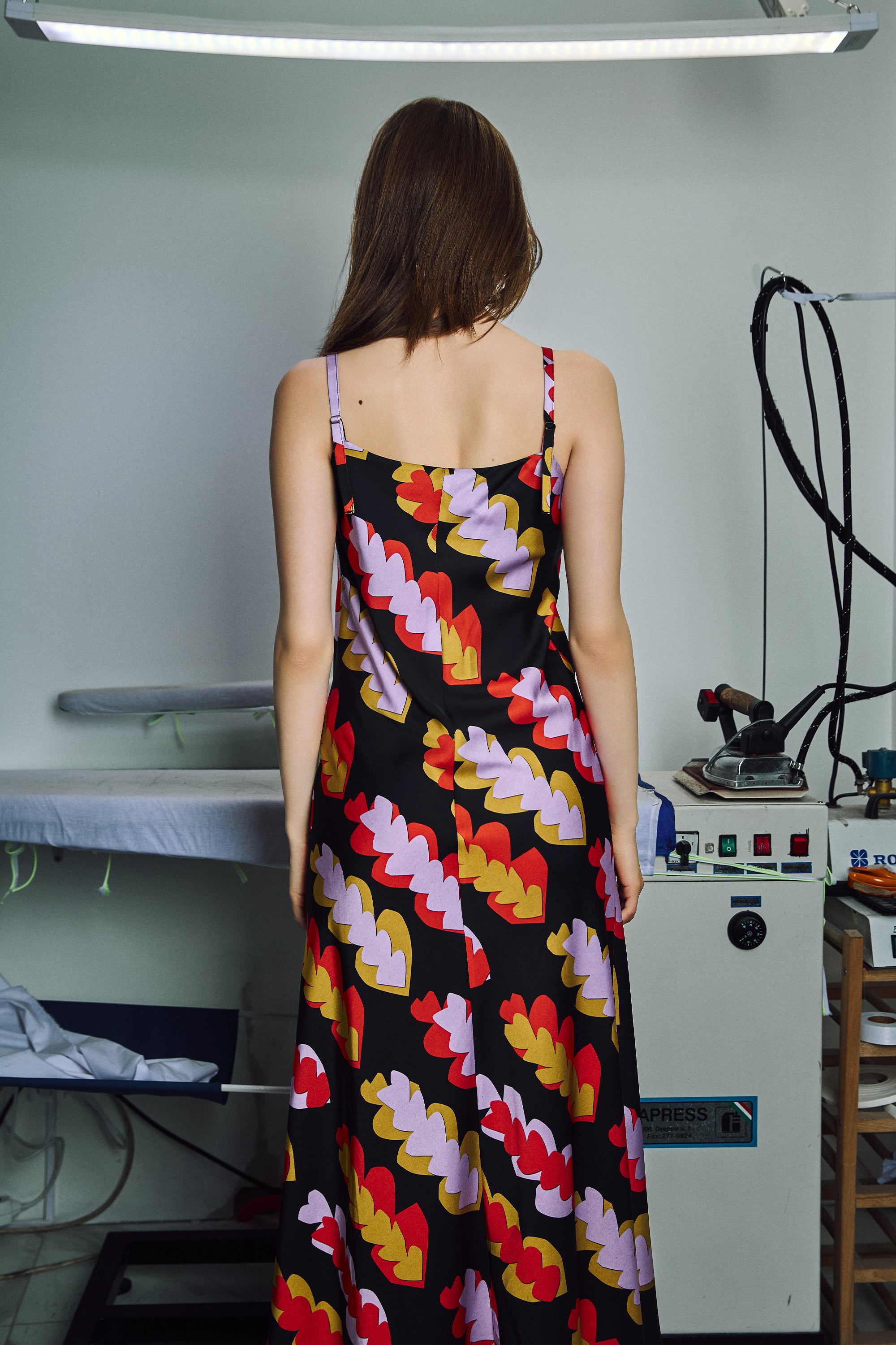 ISTALLO bias cami dress 'Hearts'
