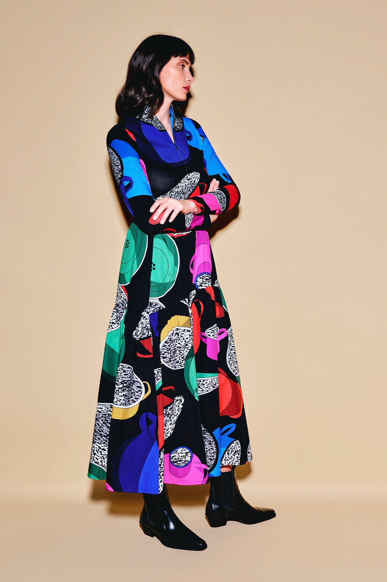 KACOR ruffled maxi skirt 'Paprika Pot'