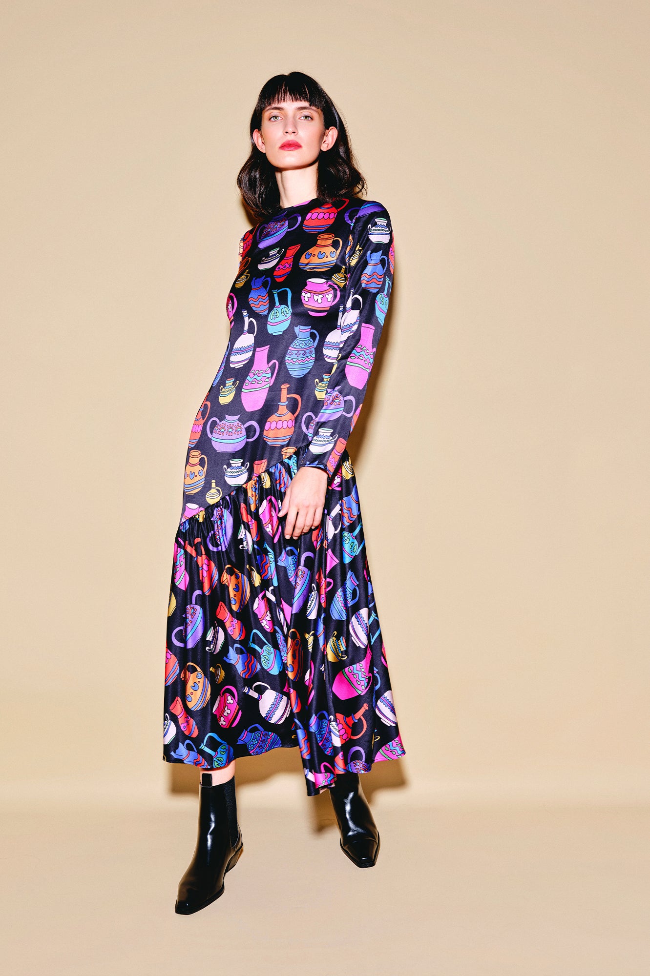 KUKTA asymmetric dress 'Doodle Vases'