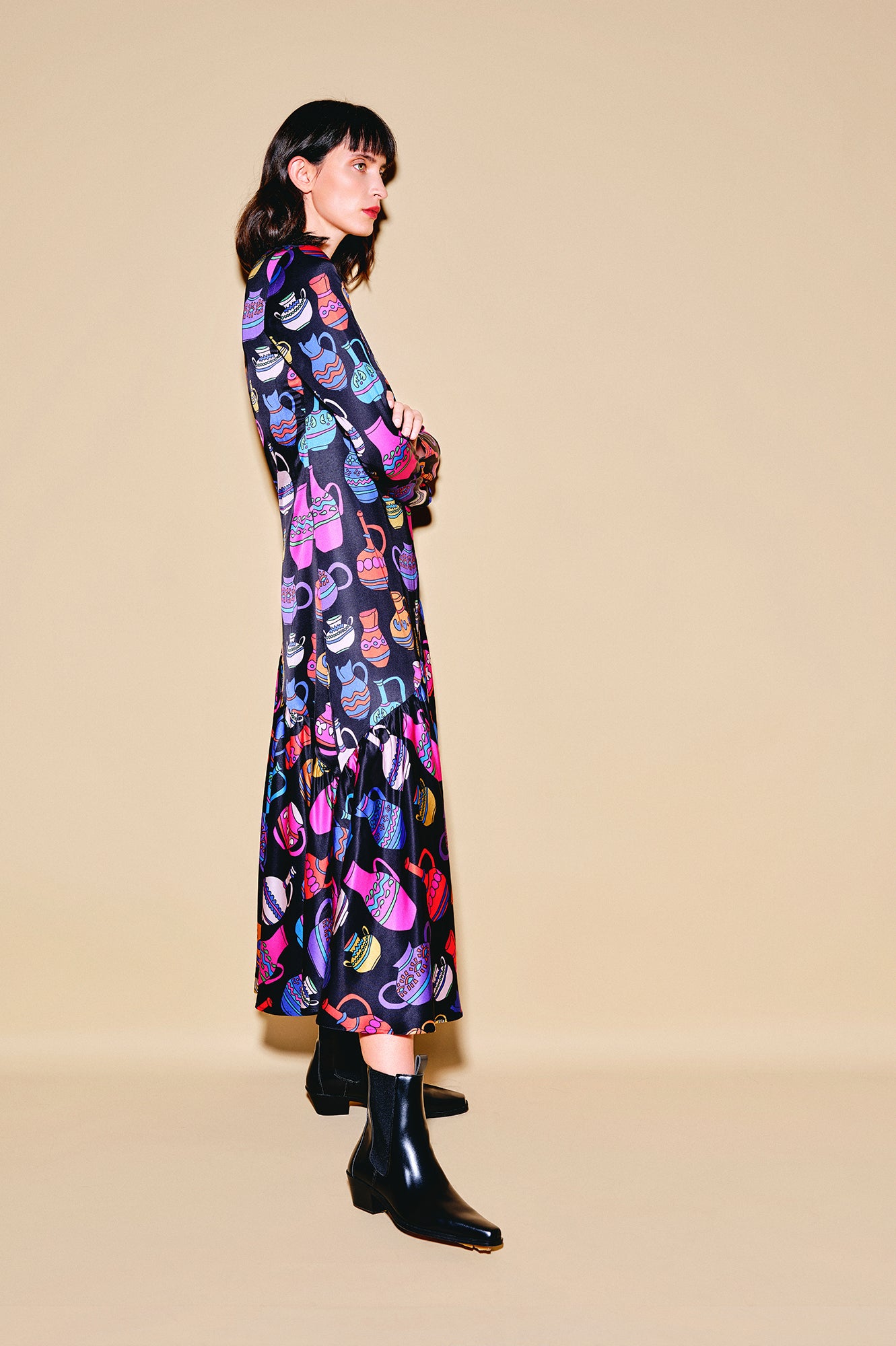 KUKTA asymmetric dress 'Doodle Vases'