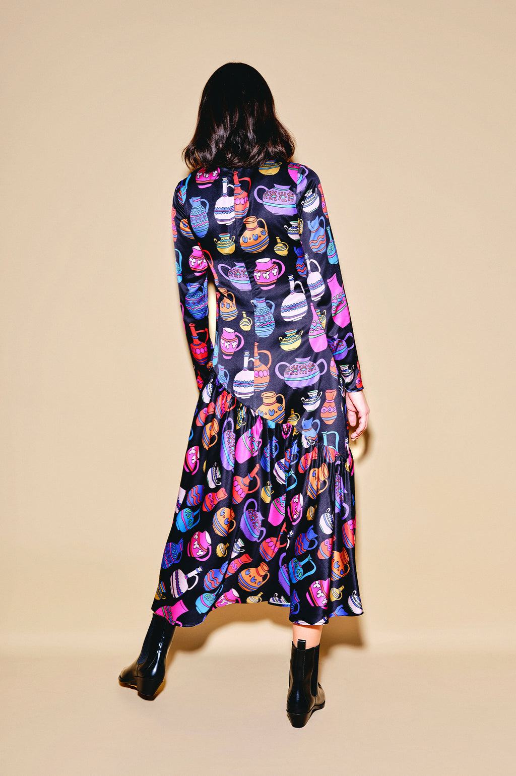 KUKTA asymmetric dress 'Doodle Vases'