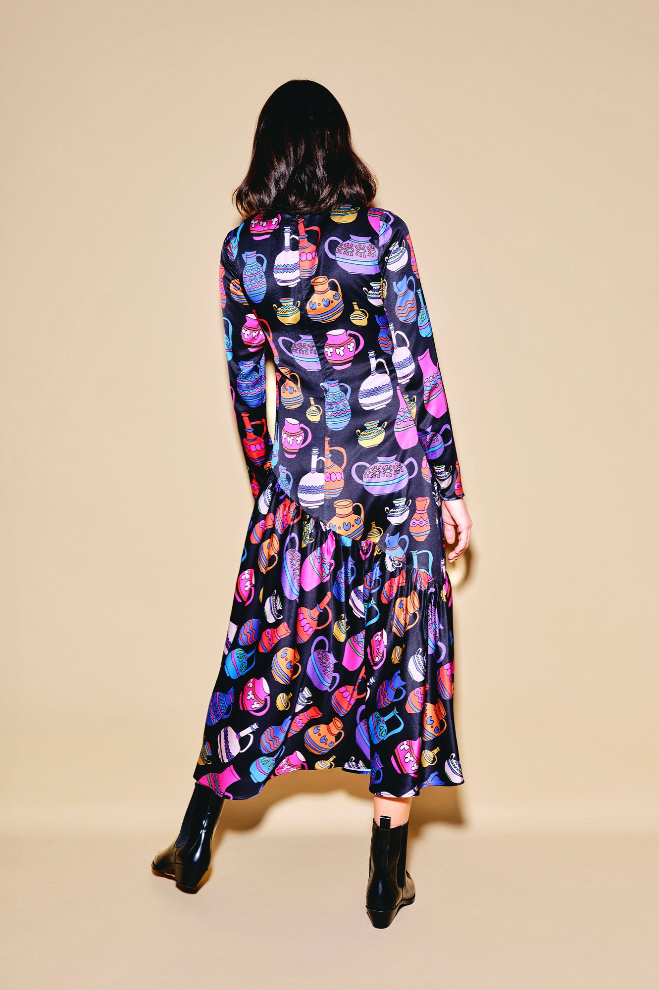 KUKTA asymmetric dress 'Doodle Vases'