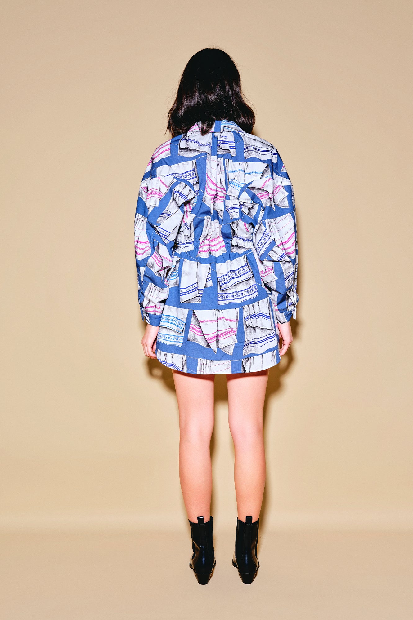 MENZA volume sleeve shirt dress 'Kitchen Towel'