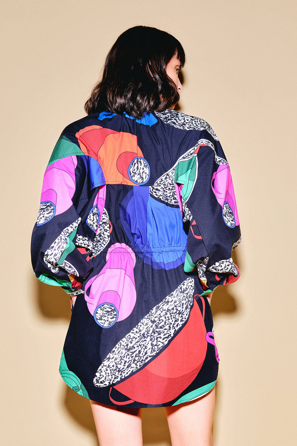 MENZA volume sleeve shirt dress 'Paprika Pot'