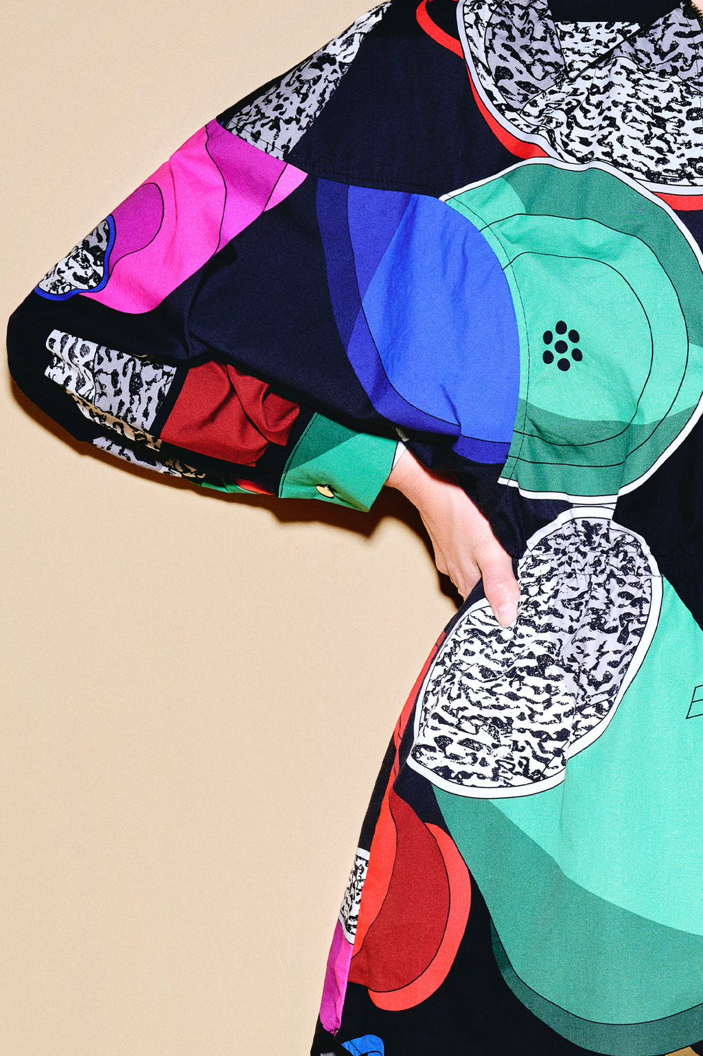 MENZA volume sleeve shirt dress 'Paprika Pot'