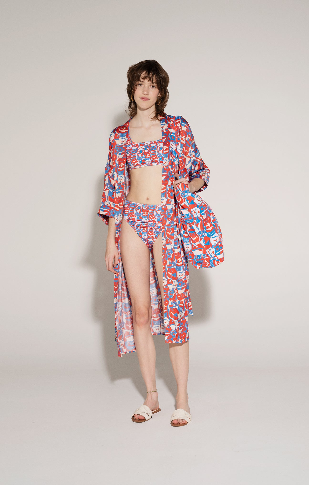 MIMICRY kimono robe 'Miska Faces'