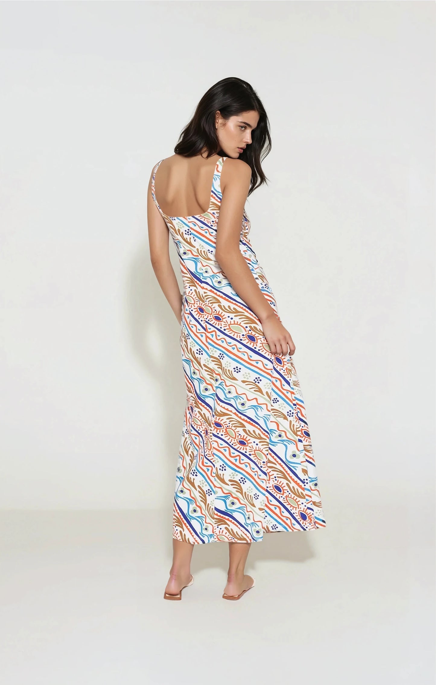 MISKA flared maxi dress 'Folkdoodle'