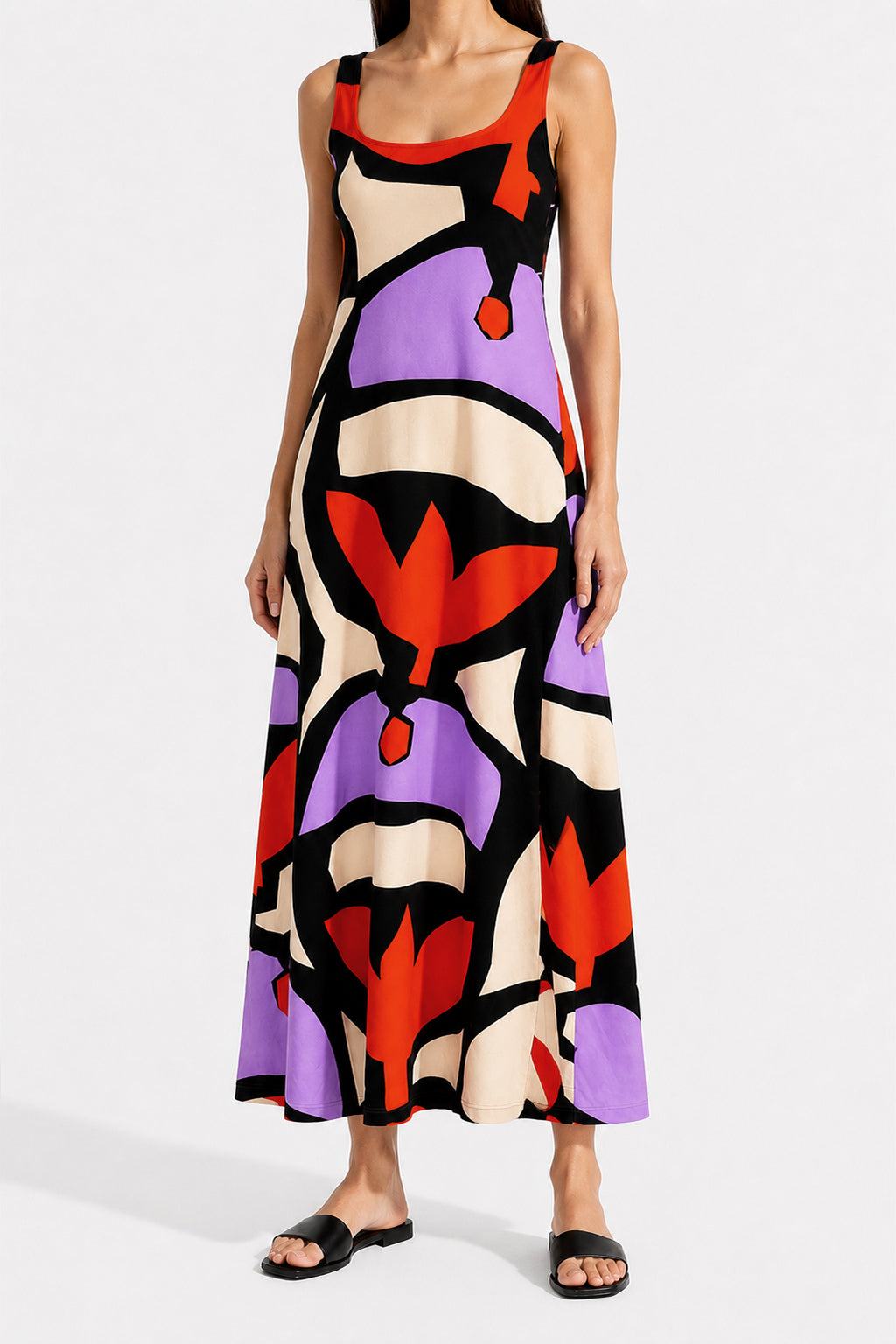MISKA flared maxi dress 'Pumpkin Purple'