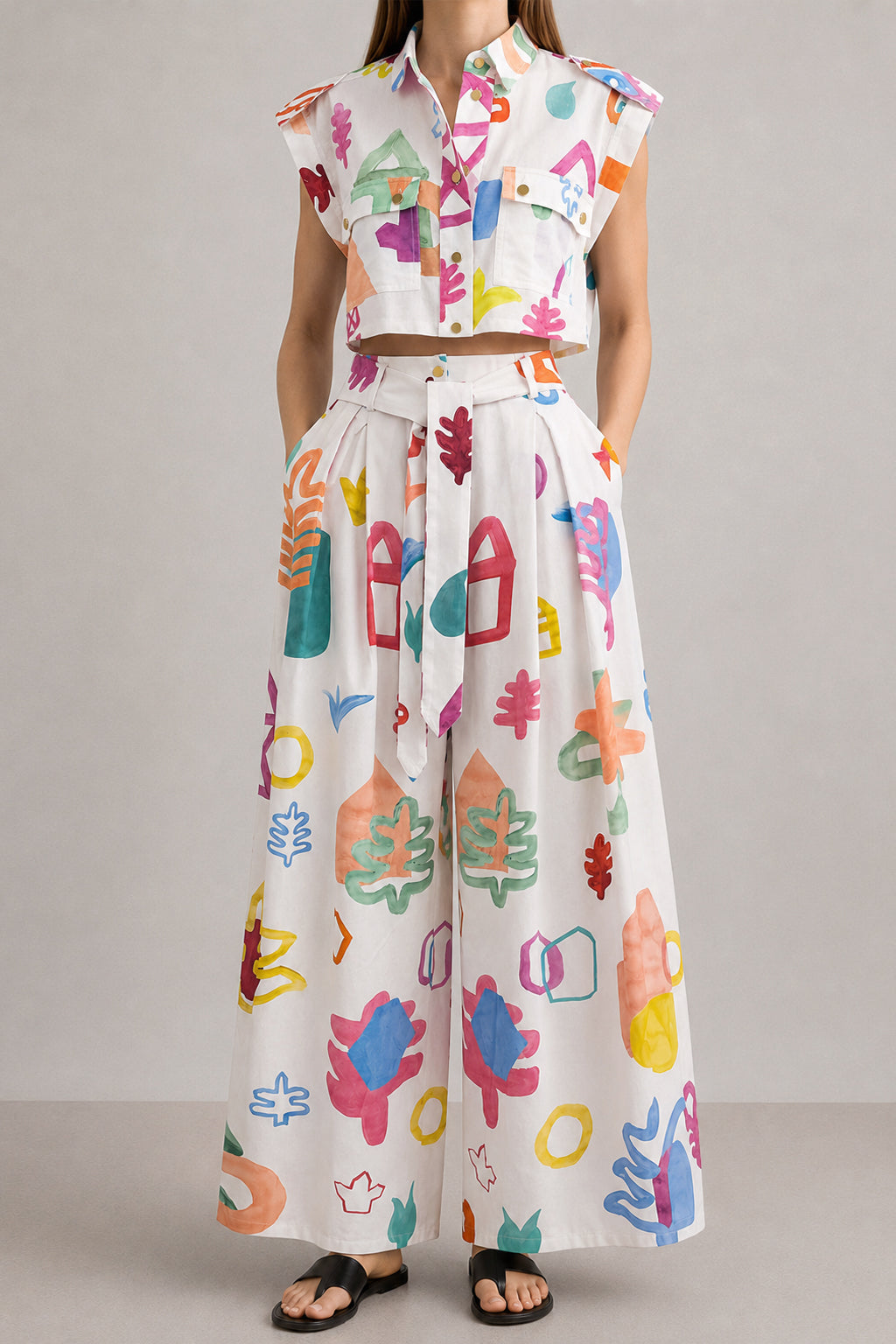 MISZLA wide leg trousers 'Scout White'