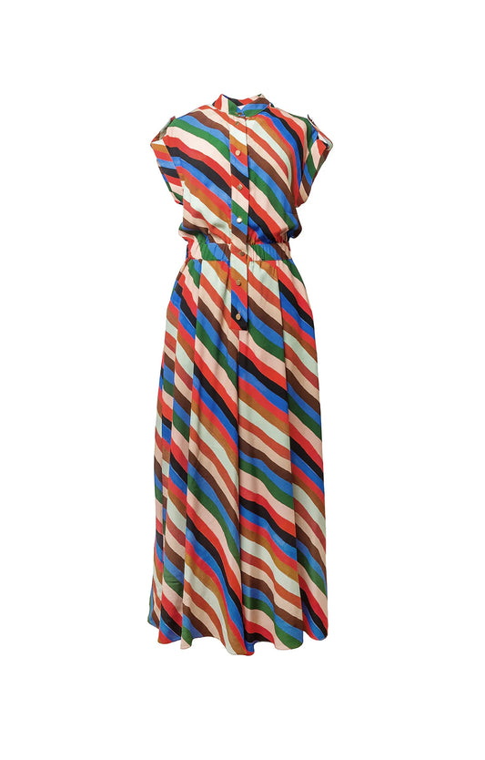 PAKS mandarin collar jumpsuit 'Stripes Print'