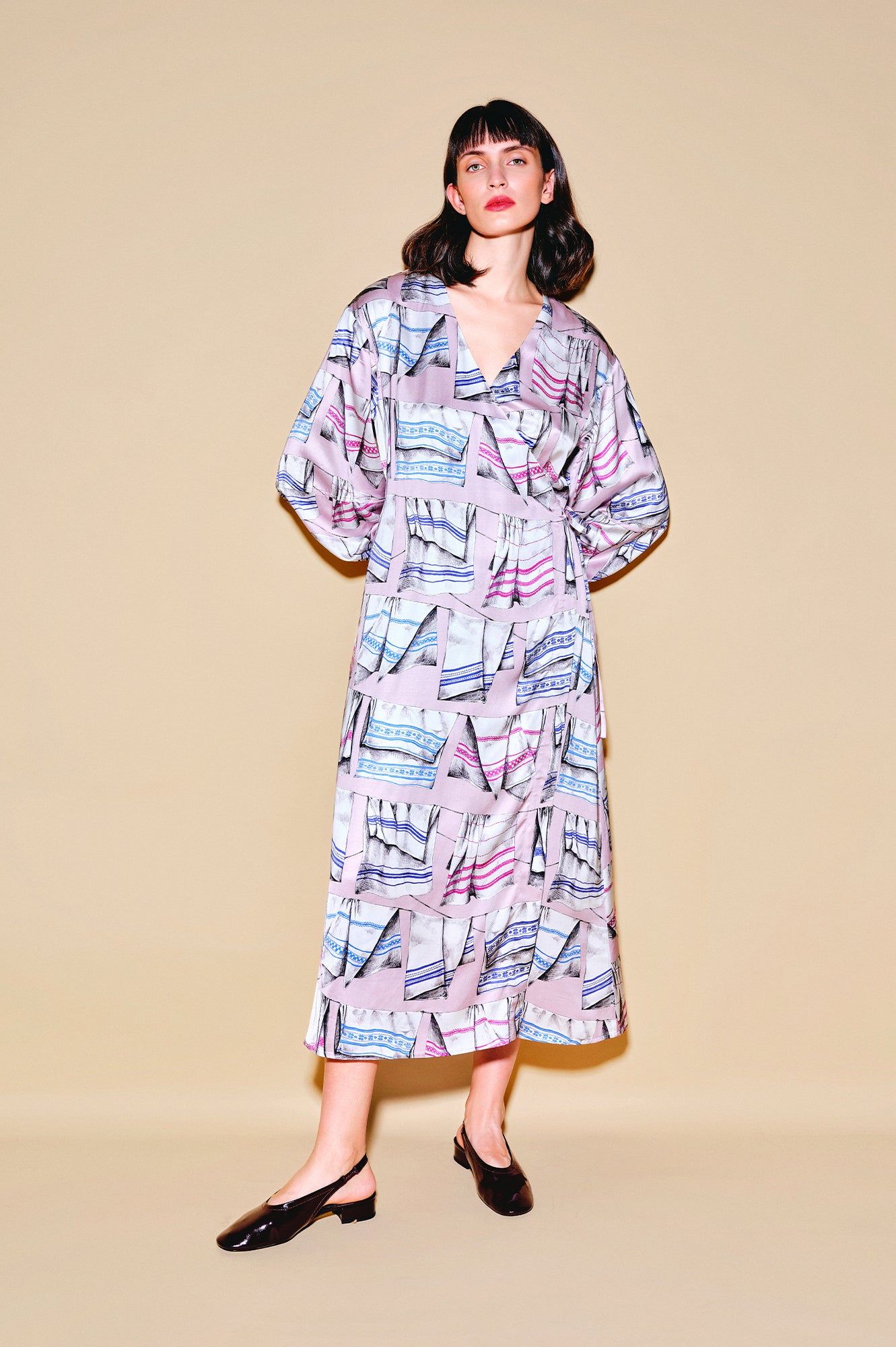 PASZULY wrap shirt dress 'Kitchen Towel'