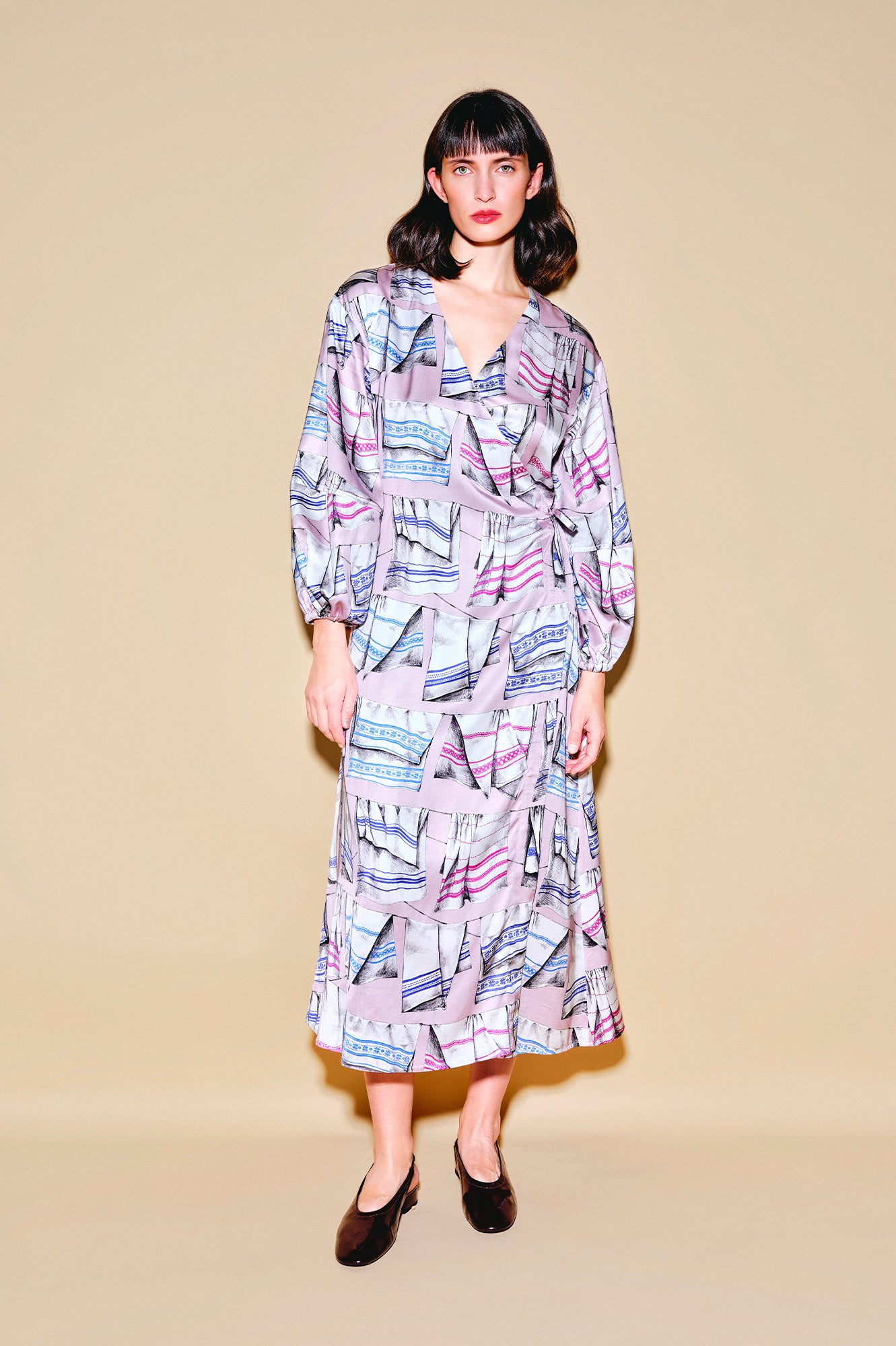 PASZULY wrap shirt dress 'Kitchen Towel'