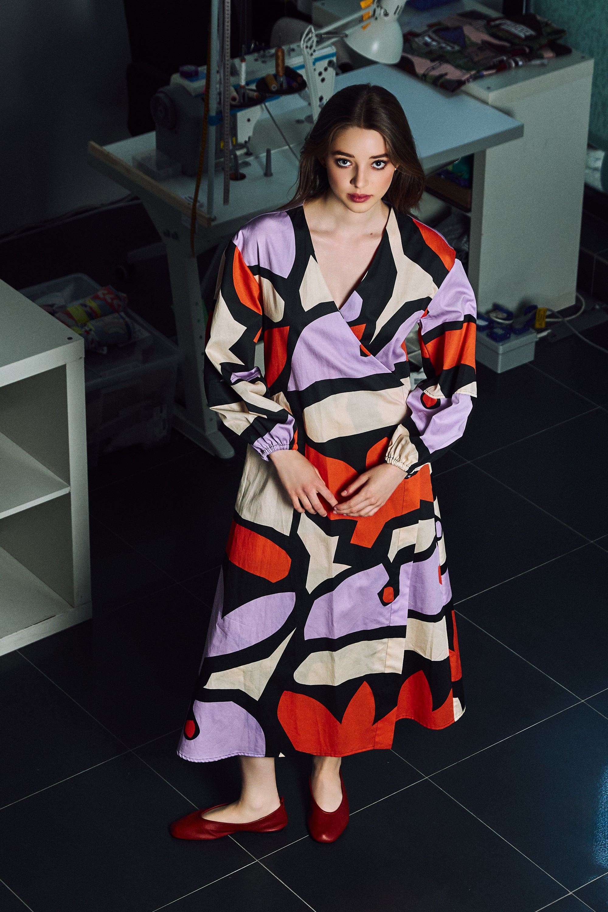 PASZULY wrap shirt dress 'Pumpkin Purple'