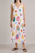 PILLE v-neck dress 'Scout White'