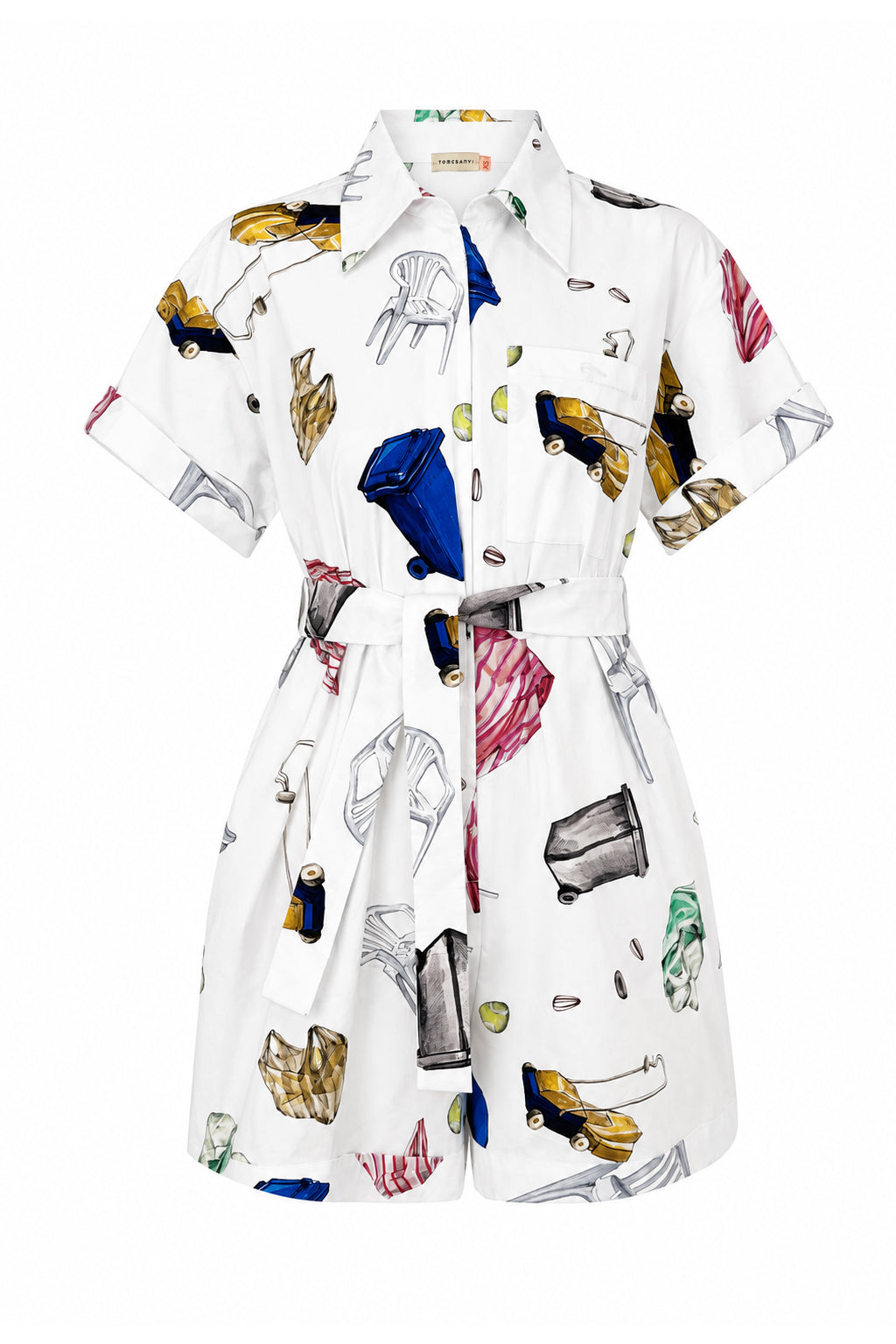 POLOSKA zip up playsuit 'Objects'