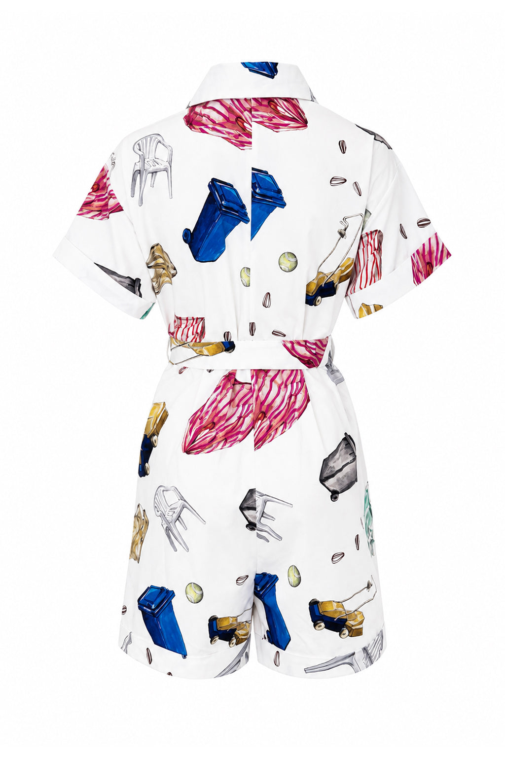 POLOSKA zip up playsuit 'Objects'
