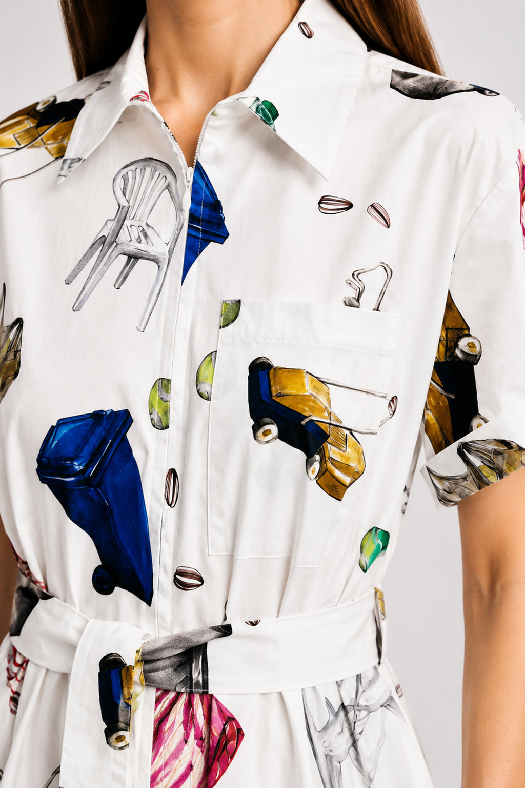 POLOSKA zip up playsuit 'Objects'