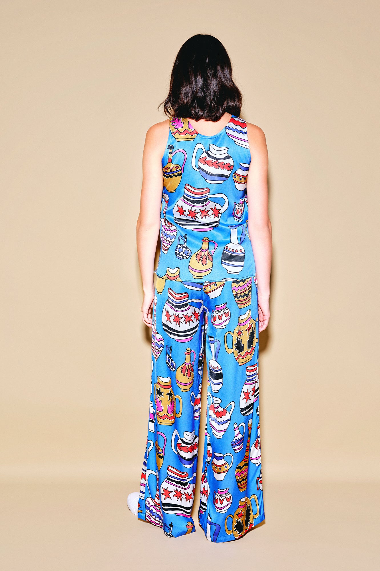 PRADOLLANO drawstring trousers 'Doodle Vases'