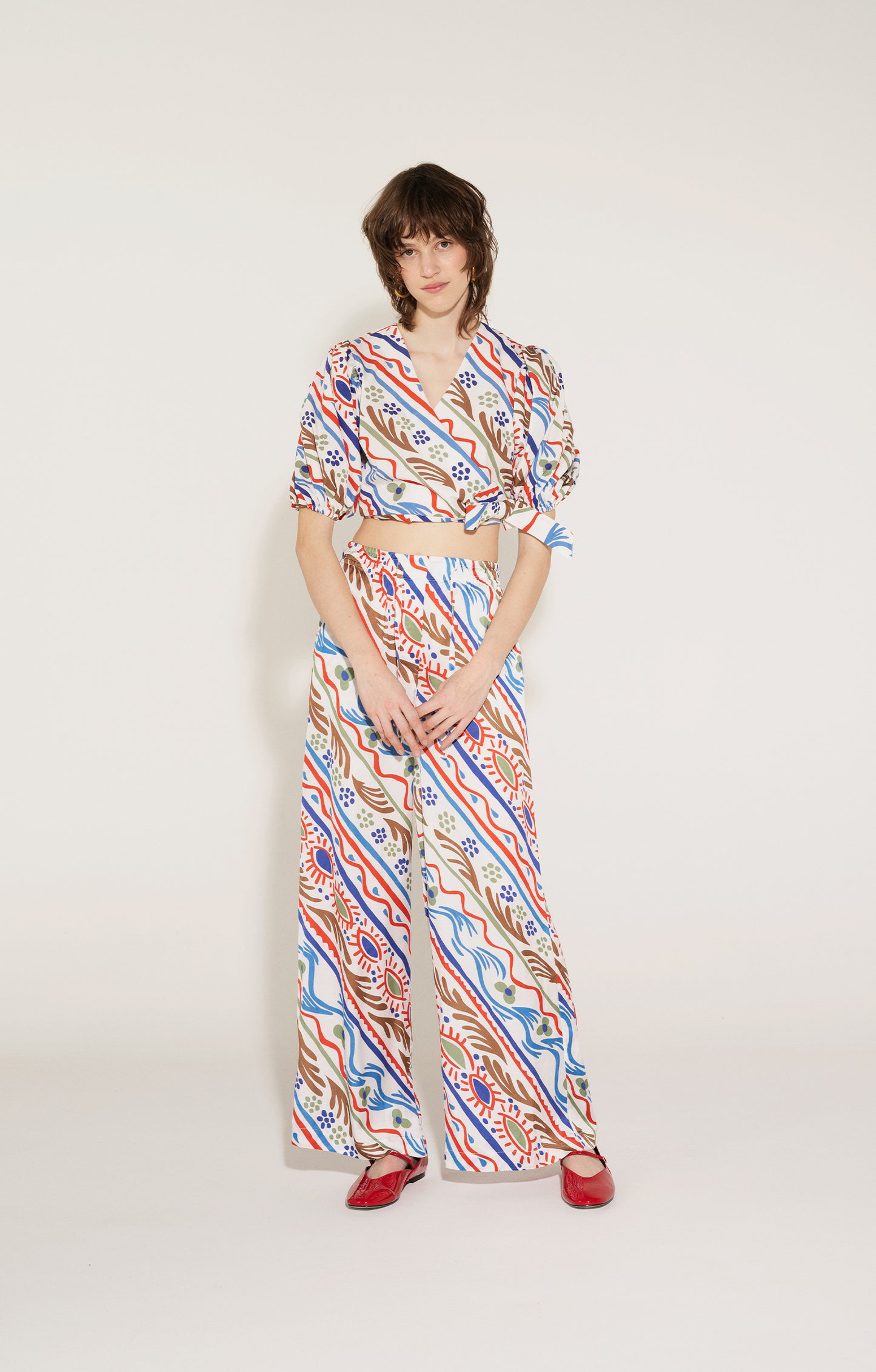 PRADO palazzo trousers 'Folkdoodle'