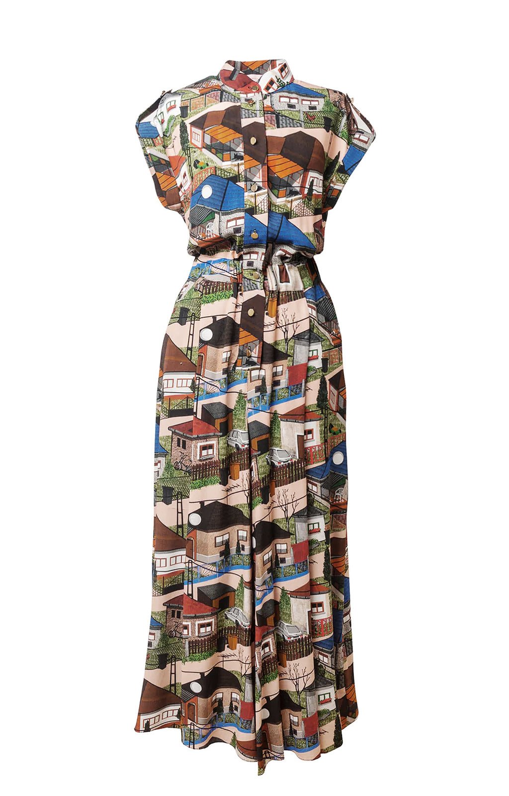 PAKS mandarin collar jumpsuit 'Houses'