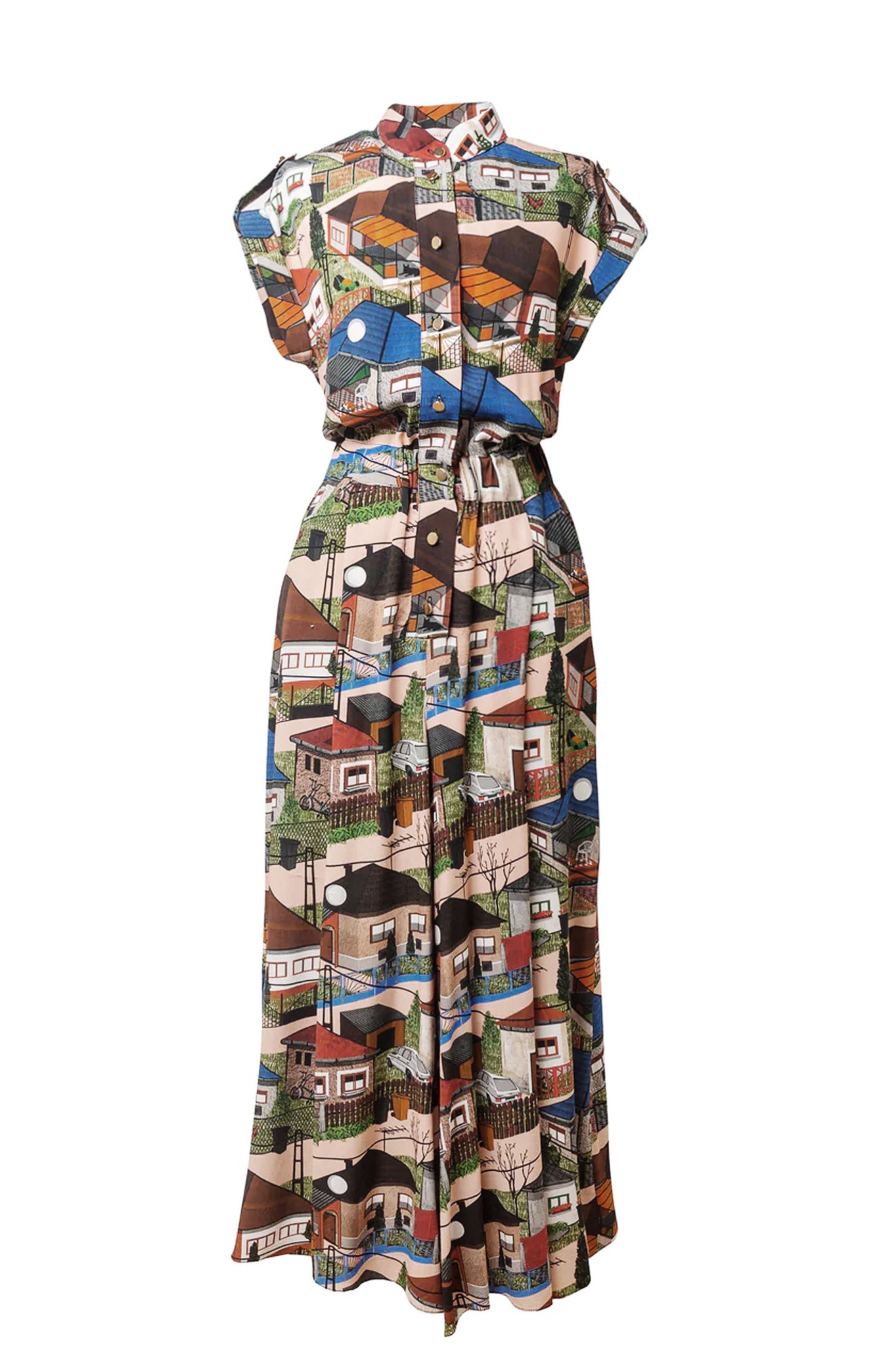 PAKS mandarin collar jumpsuit 'Houses'