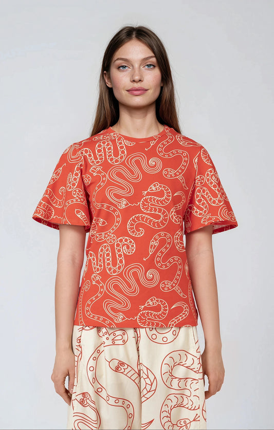 SZALMA flared jersey top 'Snake'