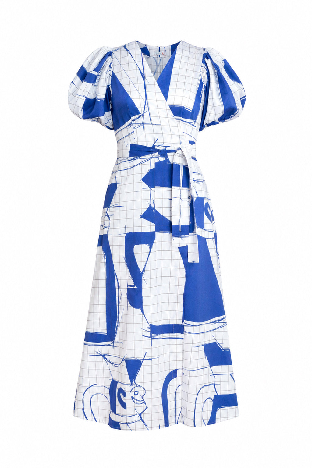 SZOMJAS puff sleeve wrap dress 'Sketch'