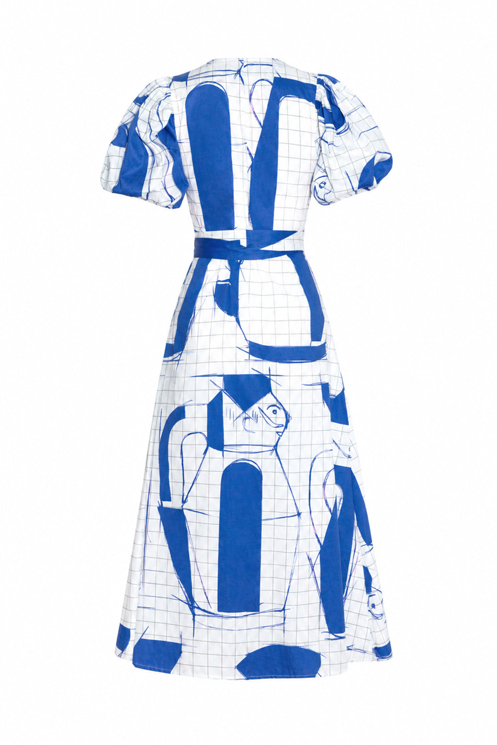SZOMJAS puff sleeve wrap dress 'Sketch'