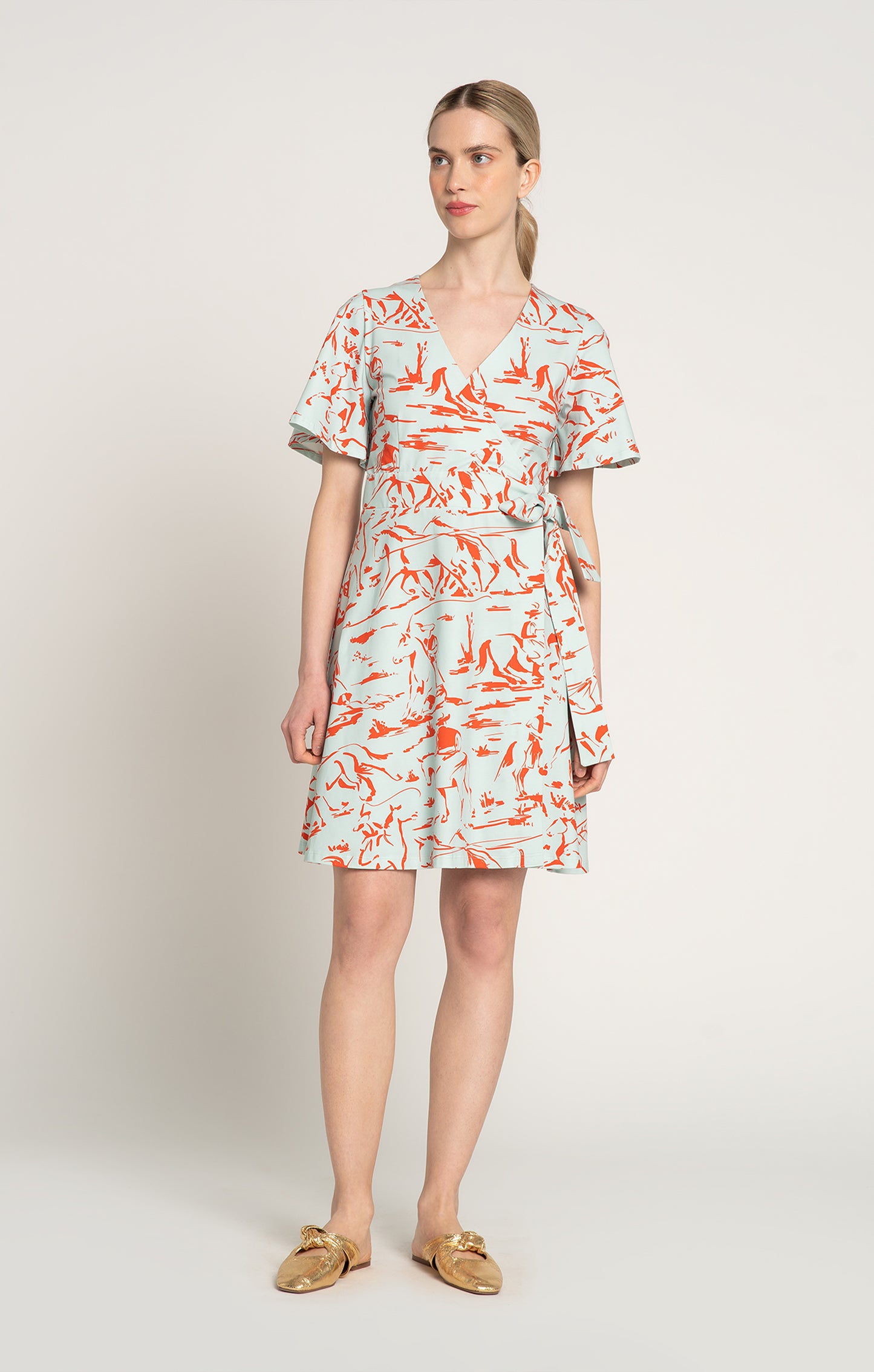 ABRAK jersey wrap dress 'Horsemen Mint'