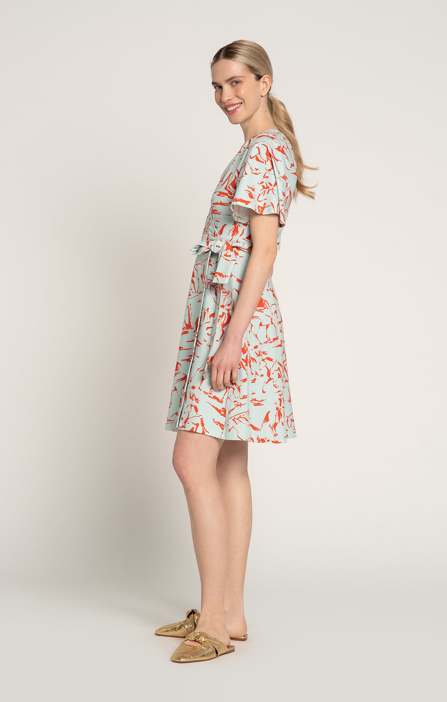 ABRAK jersey wrap dress 'Horsemen Mint'
