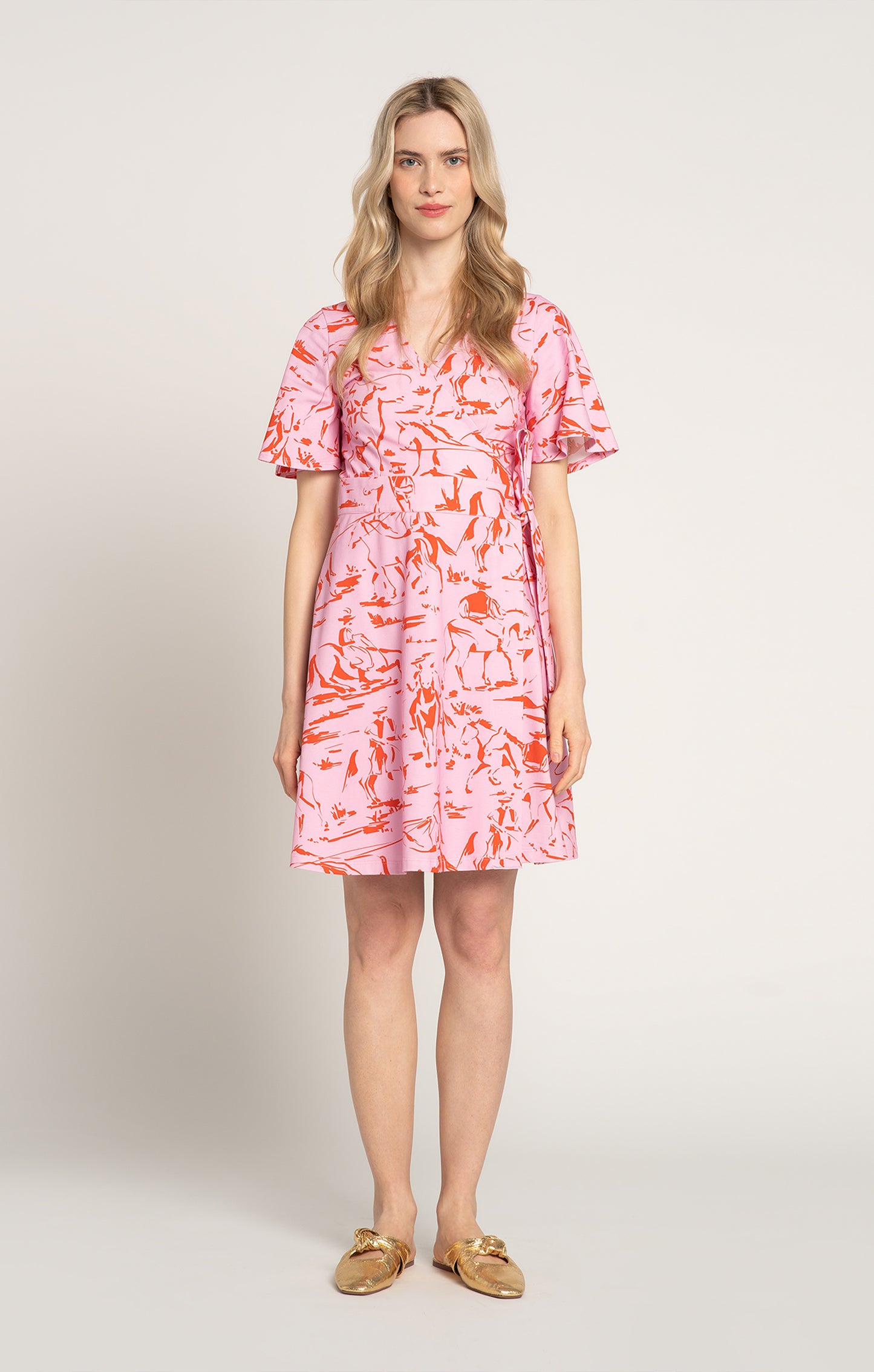 ABRAK jersey wrap dress 'Horsemen Pink'