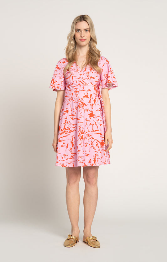 ABRAK jersey wrap dress 'Horsemen Pink'