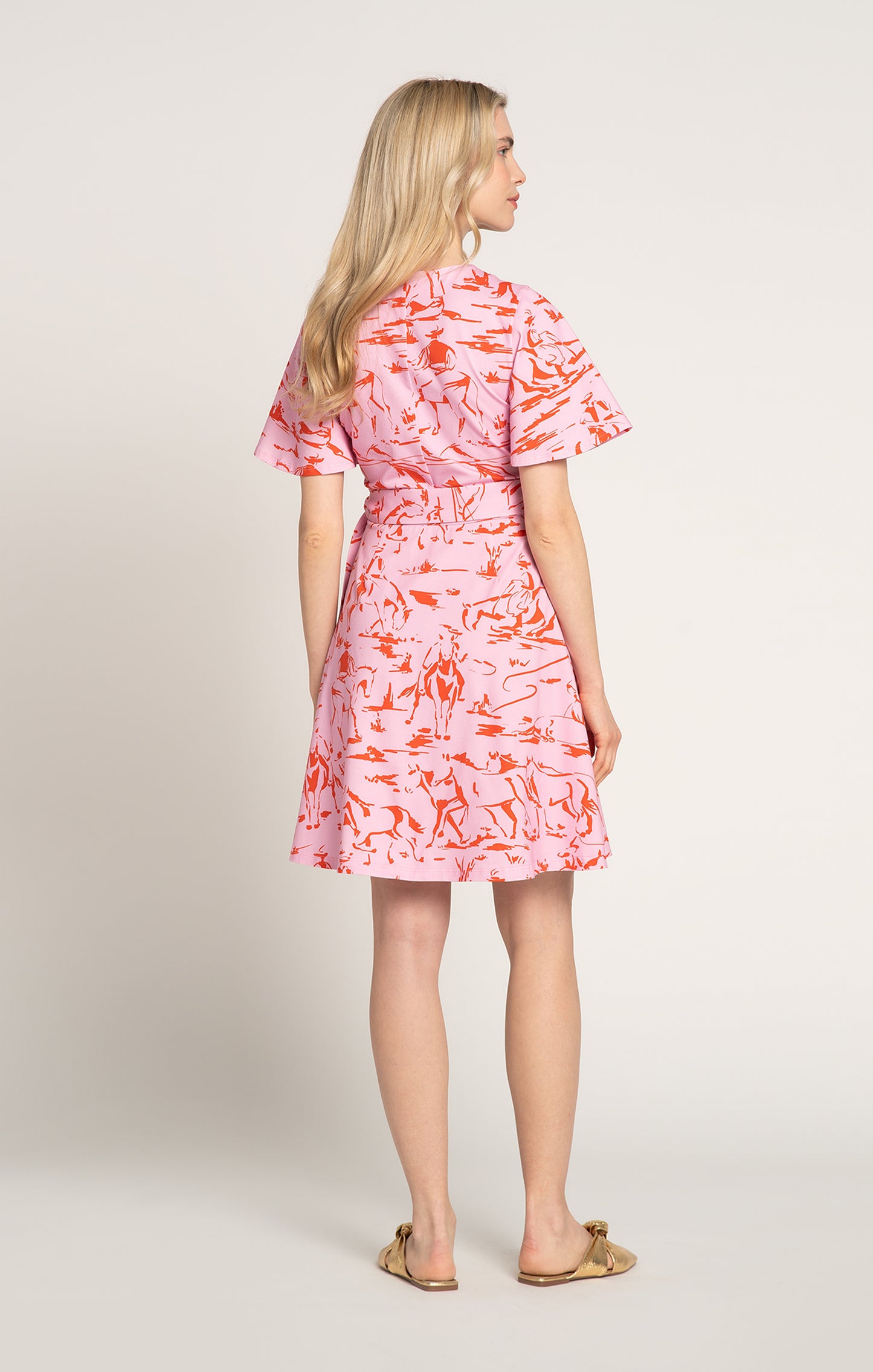 ABRAK jersey wrap dress 'Horsemen Pink'