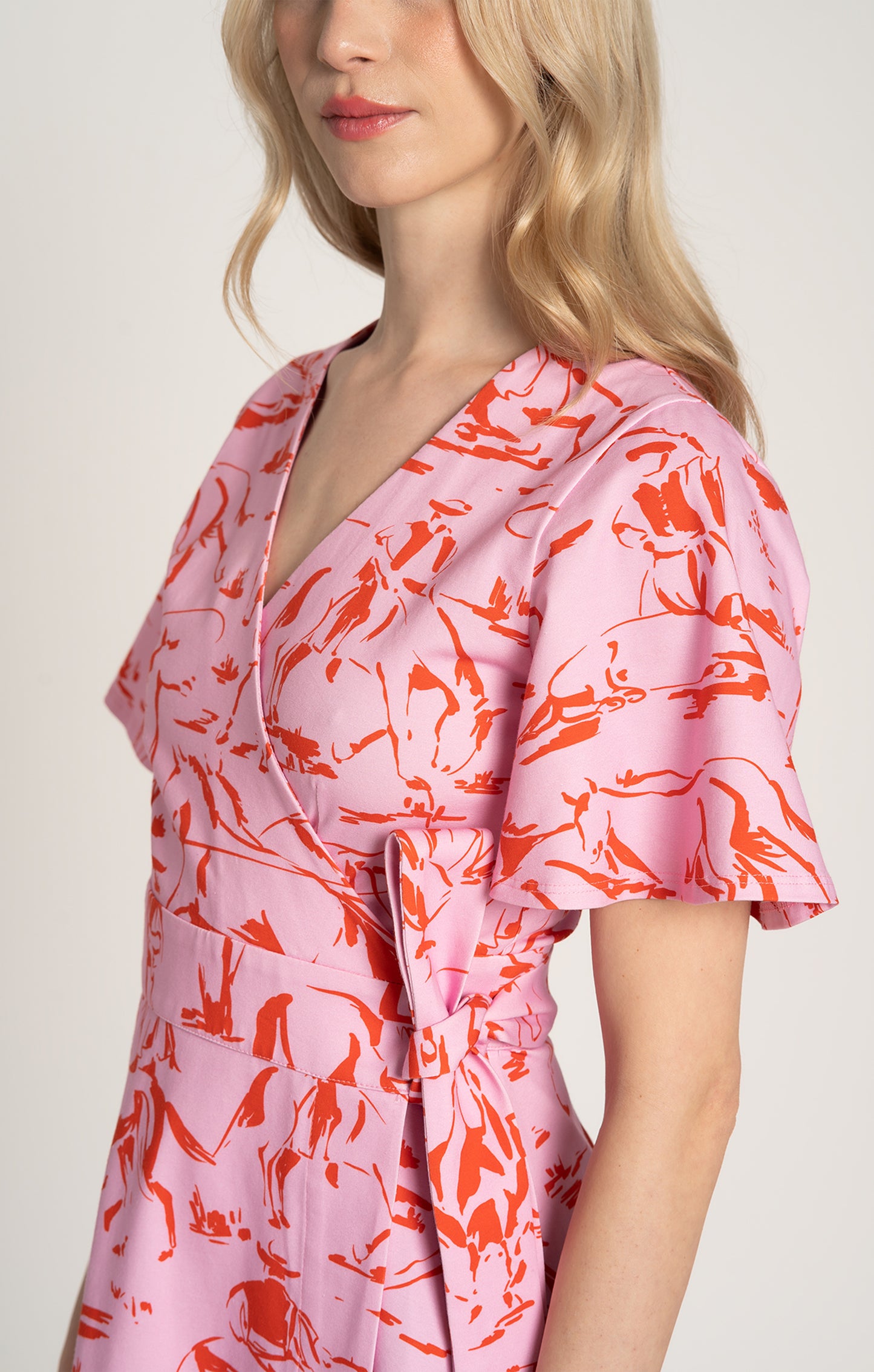 ABRAK jersey wrap dress 'Horsemen Pink'