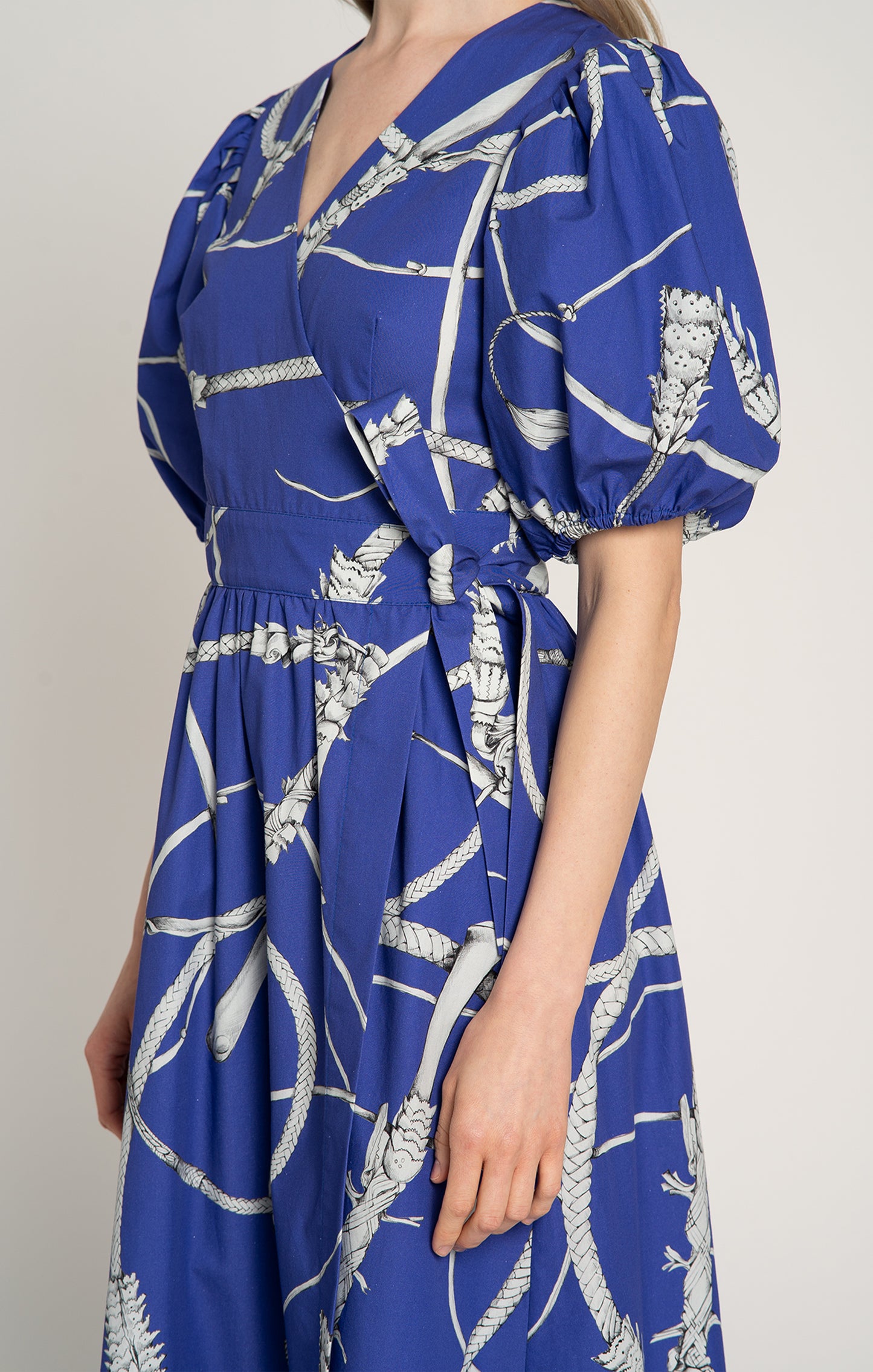 BARANYA ruffled wrap dress 'Whip Blue'