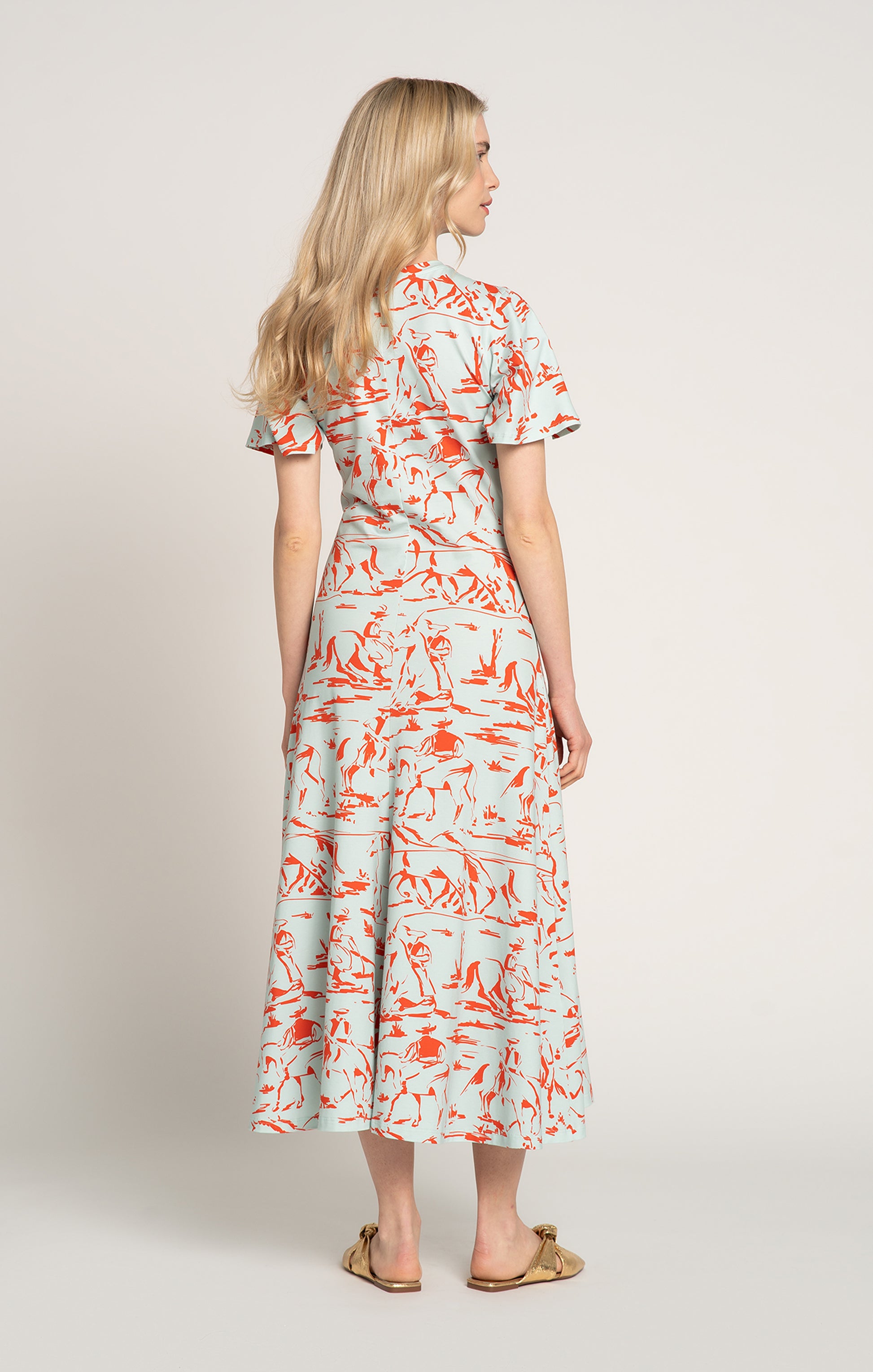 BETYAR midi jersey dress in Horsemen Mint print, from Spring/Summer 2025 collection
