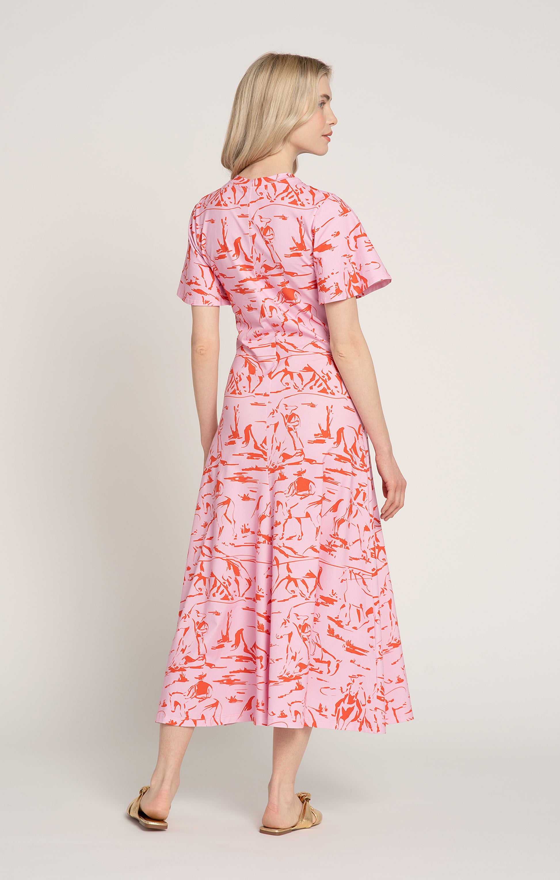 BETYAR midi jersey dress in Horsemen Pink print, from Spring/Summer 2025 collection