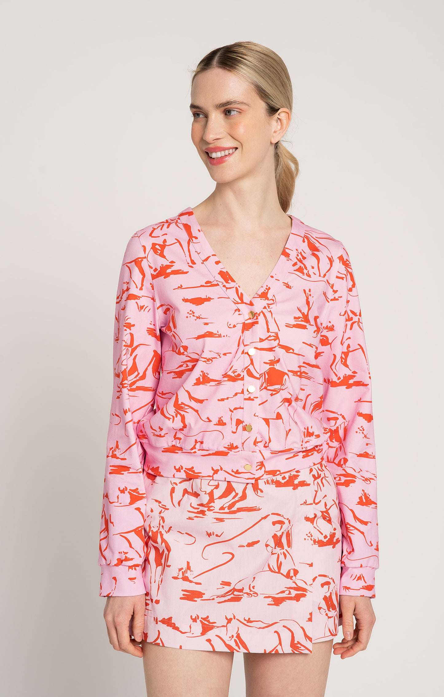 CSIKOS jersey cardigan 'Horsemen Pink'
