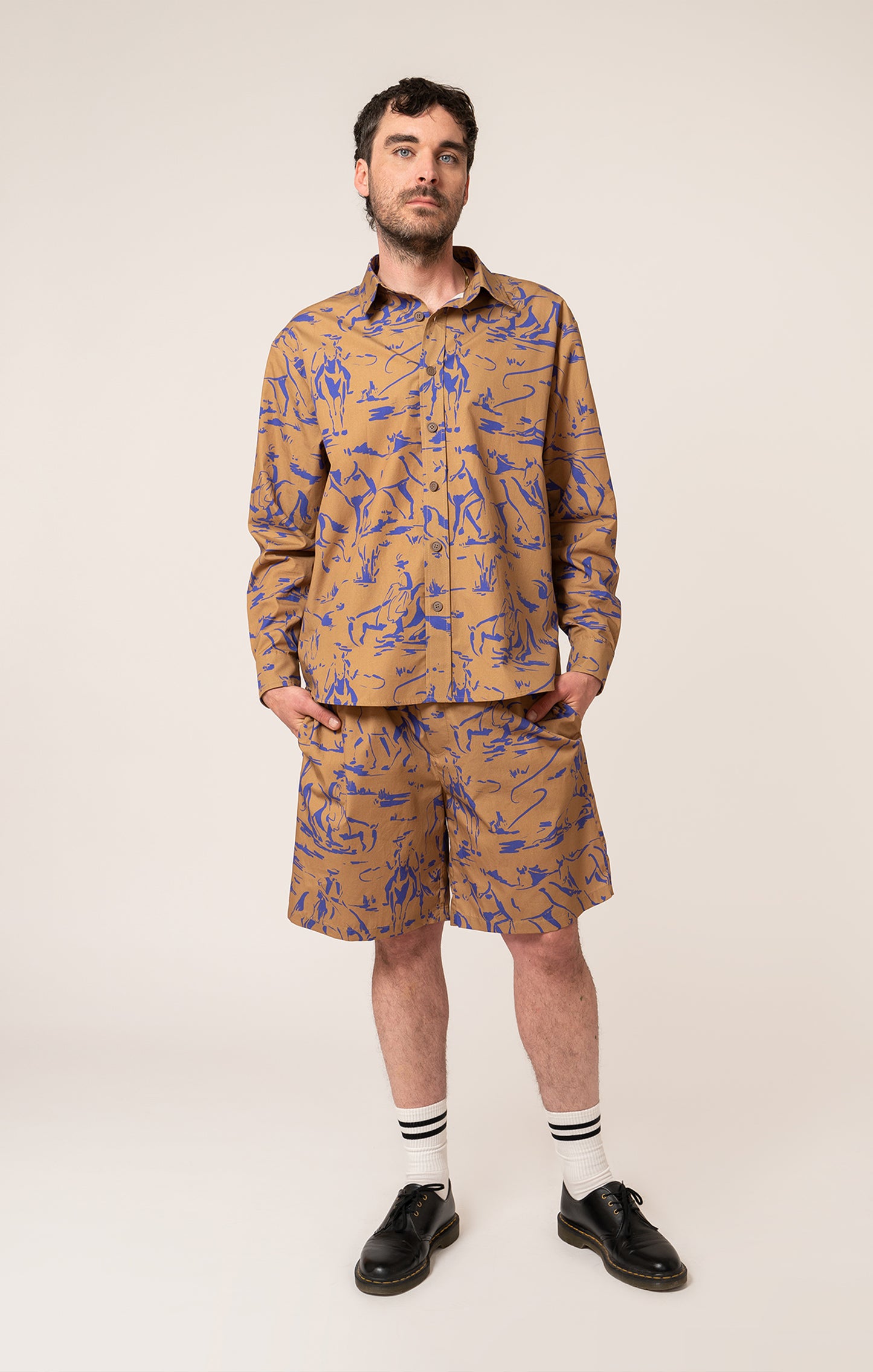 FULES men's poplin shirt 'Horsemen Mustard'