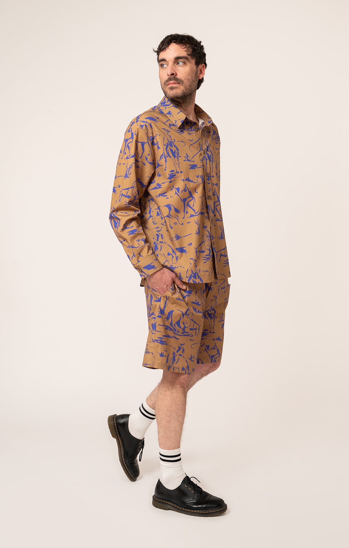 FULES men's poplin shirt 'Horsemen Mustard'