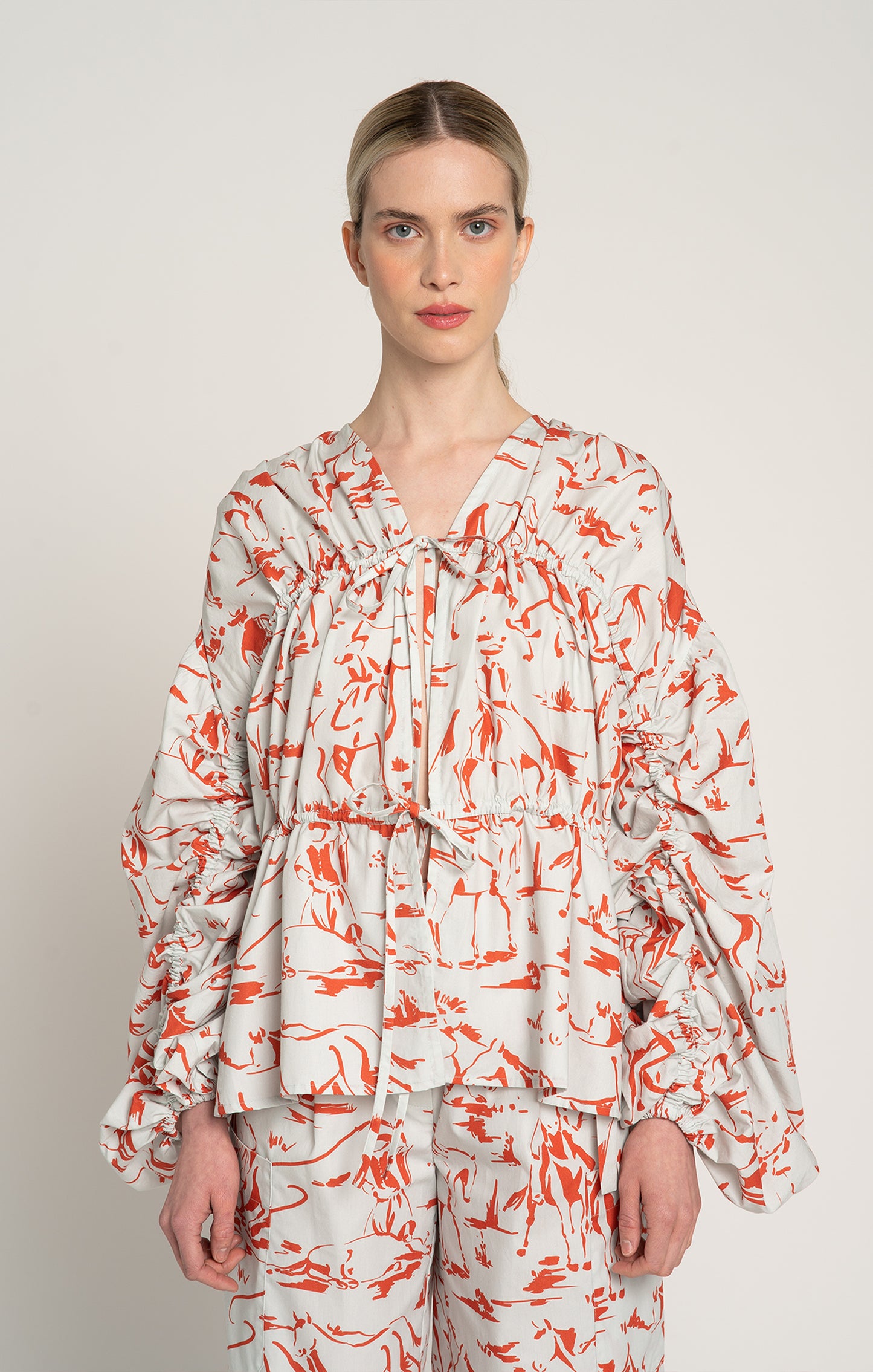 GULYAS voluminous sleeve blouse 'Horsemen Mint'