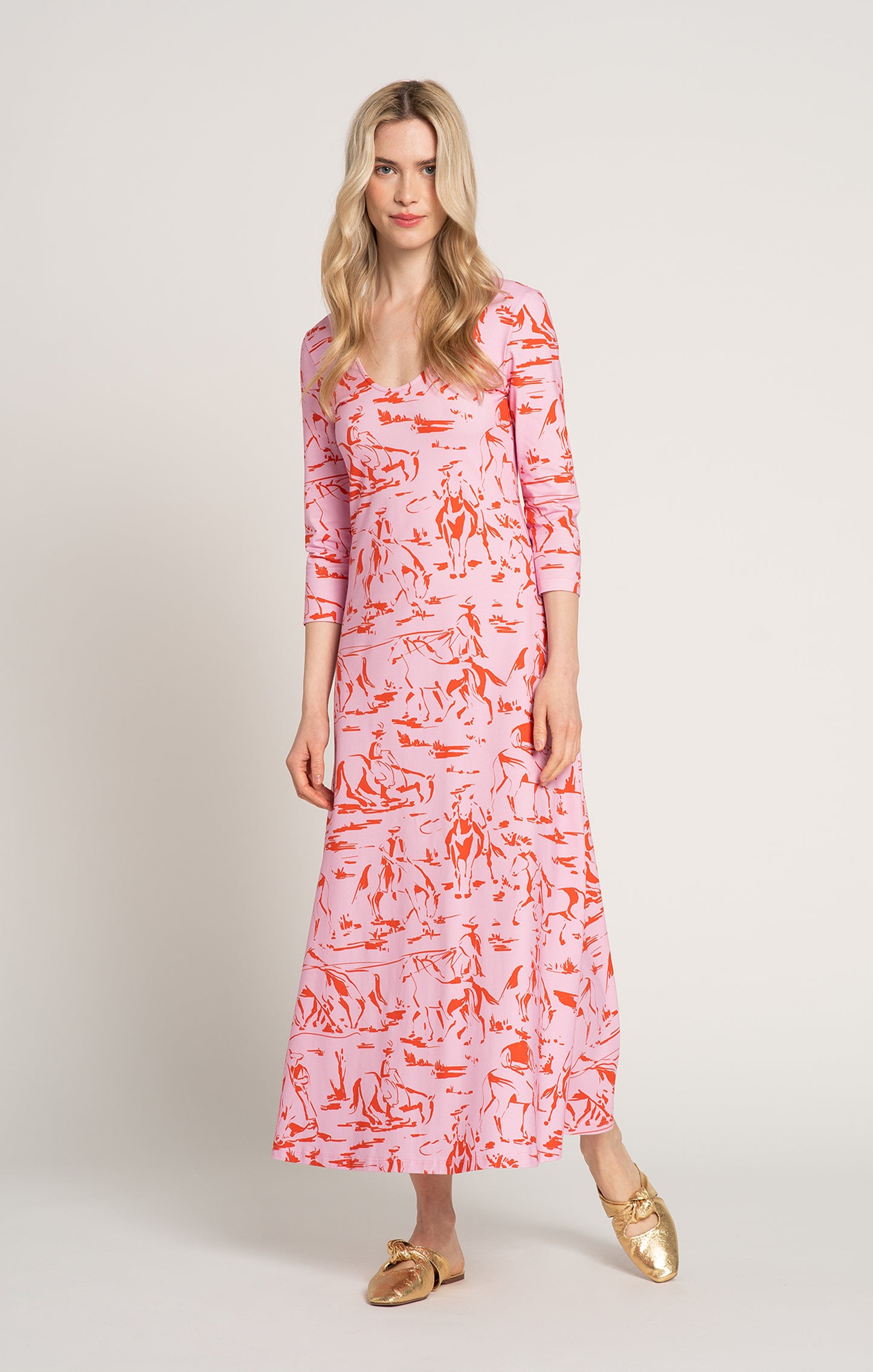HORTOBAGY flared jersey dress 'Horsemen Pink'
